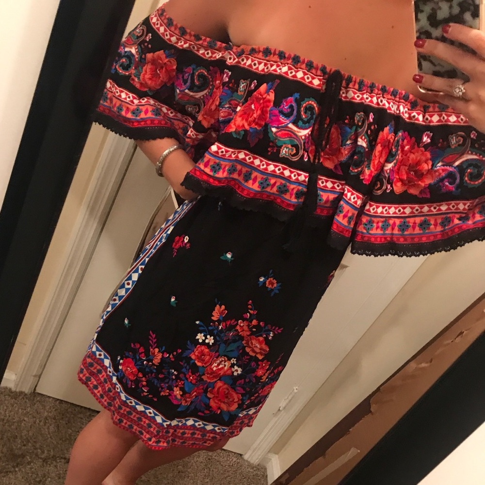 Off the shoulder multi colored sundress